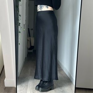 UO black satin maxi skirt